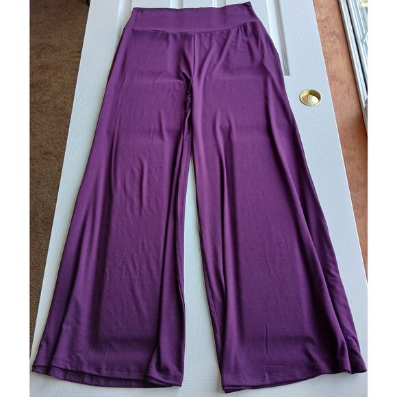 Callie Curvy Eggplant Purple Palazzo Pants 2X high-rise soft comfy elastic-free - Picture 3 of 14